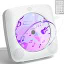 CD Player with Speakers CD Players for Home: Desktop Wall CD Player Bluetooth Portable Kegaudio with Dust Cover LCD Screen Display FM Radio USB AUX Jack Remote Control (White)