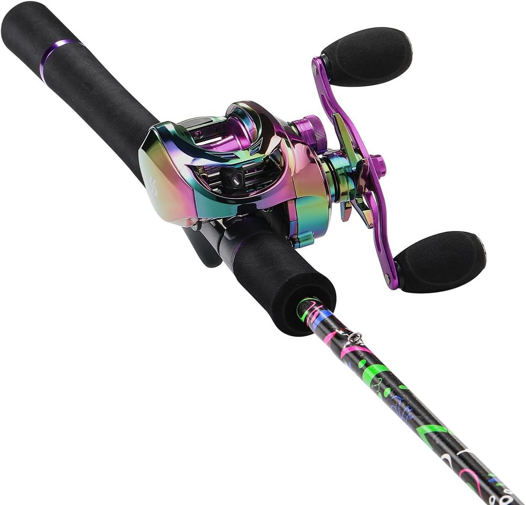 Sougayilang Fishing Rod and Reel Combo, Baitcasting Combo, IM7 Graphite Blank Rods with EVA Handle-6'0"Casting Rod with Left Handed Casting Reel