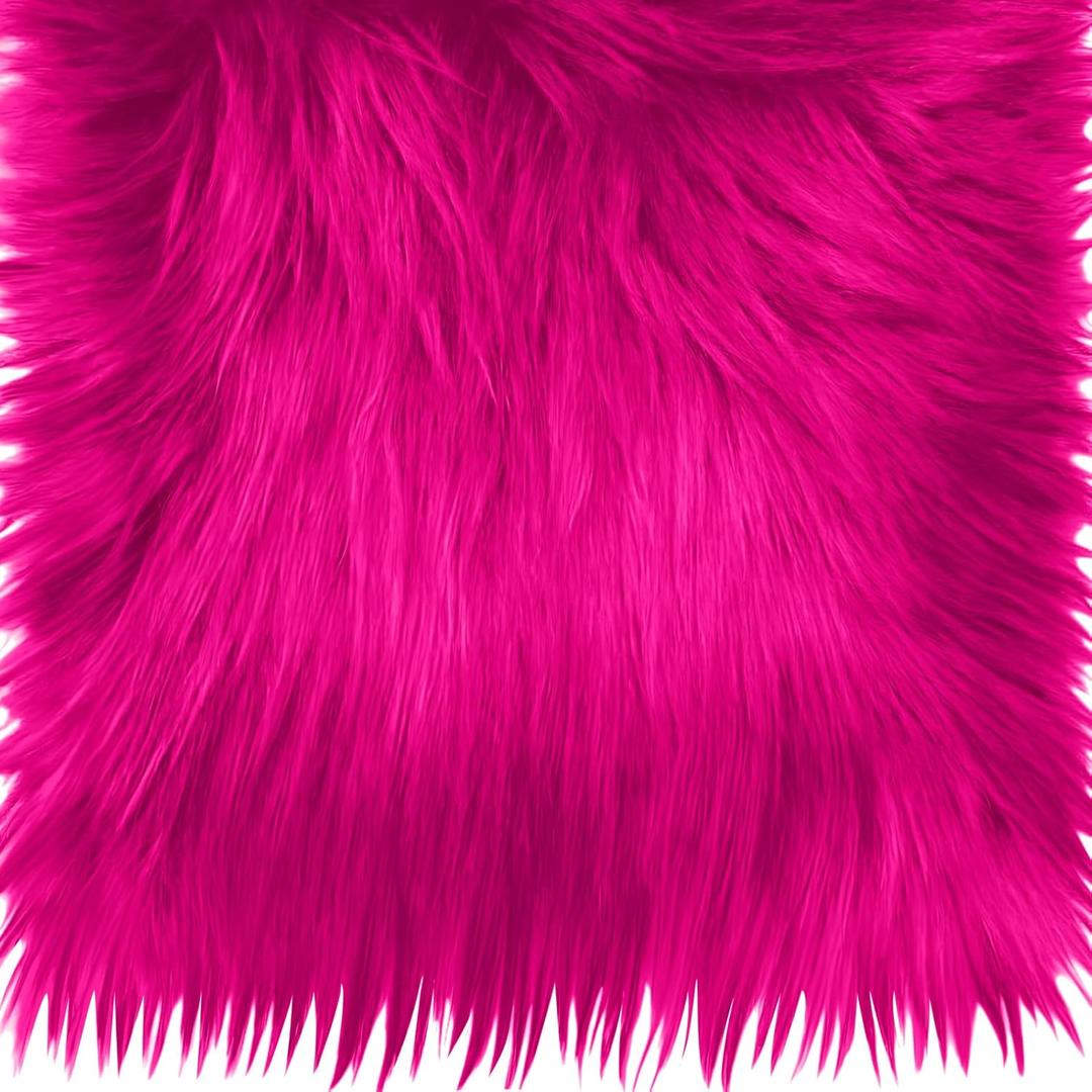 25x25CM Hot Pink Faux Fur Fabrics Square, Plush Fluffy Fuzzy Cut Craft Fur, Craft Beard Hair, Beard Miniature Dolls Rugs Mats Gift, Winter Halloween Christmas Costume Party Decorations