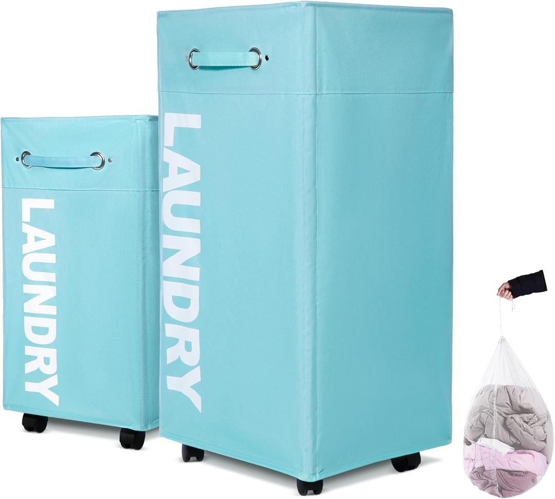 Caroeas 30-inches Rolling Laundry Basket with wheels XLarge, Collapsible Laundry hamper on Wheels Tall Thin Narrow Foldable Storage Bins for Corner Caroeas 30-inches Rolling Laundry Basket with wheels XLarge, Collapsible Laundry hamper on Wheels Tall Thin Narrow Foldable Storage Bins for Corner