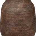 Briful Ceramic Flowers Vase Home Decor, Kitchen Dining Farmhouse Table Vases, Rustic Vintage Living Room Bathroom Bedroom Decorations for Office Coffee Desk Fireplace Shelf Mantel (8.3” Tall, Brown)