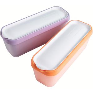 Premium Ice Cream Containers (2 Pack - 1.5 Quart Each) Reusable Freezer Storage Tubs with Lids for Ice Cream, Sorbet and Gelato! (Purple + Orange)