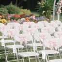 50 Pack Reserved Seating Signs with Ribbon - Elegant Wedding Chair Signs for Reserved Rows, Church Pews, Banquets - Instant Reserved Decor (White)