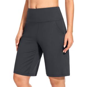 Blouty Women's 9" Bermuda Long Shorts Knee Length with Pockets High Waisted Shorts for Women Lounge Walking Athletic (M)