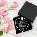 2 x Birthday Gifts for Mom from Daughter, Glass Heart Ornament for Mother Stepmom Mother in Law, Best Mom Ever Gift from Son, Retirement Sentimental Gift for Christmas Thanksgiving