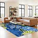 ZonLi Colorful Outdoor Rug 9x12Ft Waterproof Multicolored Indoor Area Rug Washable Outdoor Patio Rugs Tropical Floral Non Slip Outdoor Carpet for Living Room, Pool,Backyard,Deck,Camping