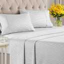 Striped Sheets - Black & White Striped Sheets - 1 Flat & 1 Fitted & 2 Pillowcases w/ Deep Pockets Wrinkle & Fade Free - Soft, Breathable and Cooling Luxury Pinstripe Bedding - Queen Size Bed Set