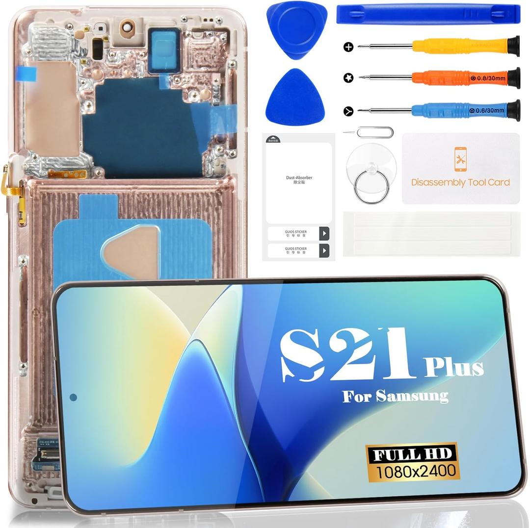 Incell for Samsung Galaxy S21+ 5G LCD Screen Replacement for Galaxy S21 Plus 5g LCD Display for SM-G996B SM-G996U Digitizer Touch Screen Assembly Repair Part with Frame (Phantom Gold)