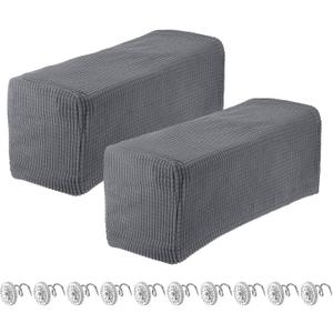 uxcell 2pcs Stretch Armrest Covers for Chairs/Sofas, Couch Arm Covers with Twist Pin, Furniture Protector Slipcovers Light Grey, 6.7"D x 18.5"W x 8.6"H