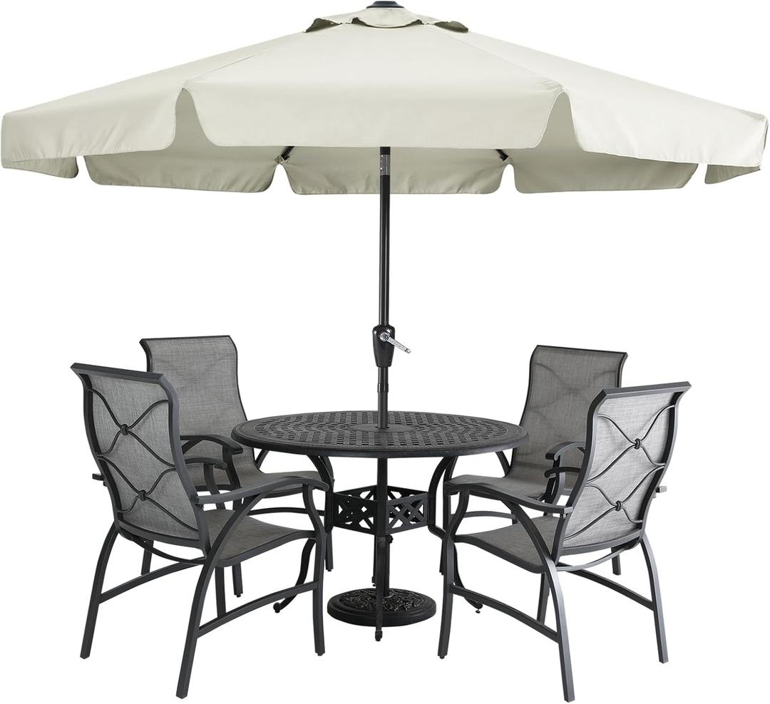 MASTERCANOPY Valance Patio Umbrella for Outdoor Table Market -8 Ribs (9ft, Light Beige)