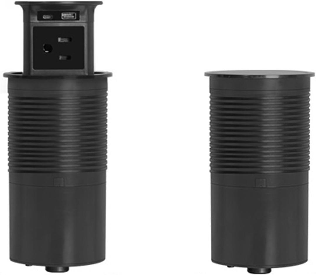 Pneumatic Pop Up Socket, Embedded Wireless Charging, Power Strip Kitchen Pop-Up Power Supply, Waterproof Splash Design,Black-A