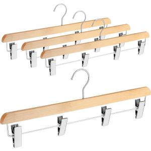 DoubleFill 4 Pcs Kilt Hanger 20 Inches Wooden with 4 Clips, Wooden Color