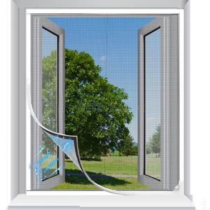 Magnetic Window Screen, Adjustable DIY Window Screen Mesh with White Frame Max 32 x 24 Fiberglass Mesh Fits Any Size Smaller for House Windows