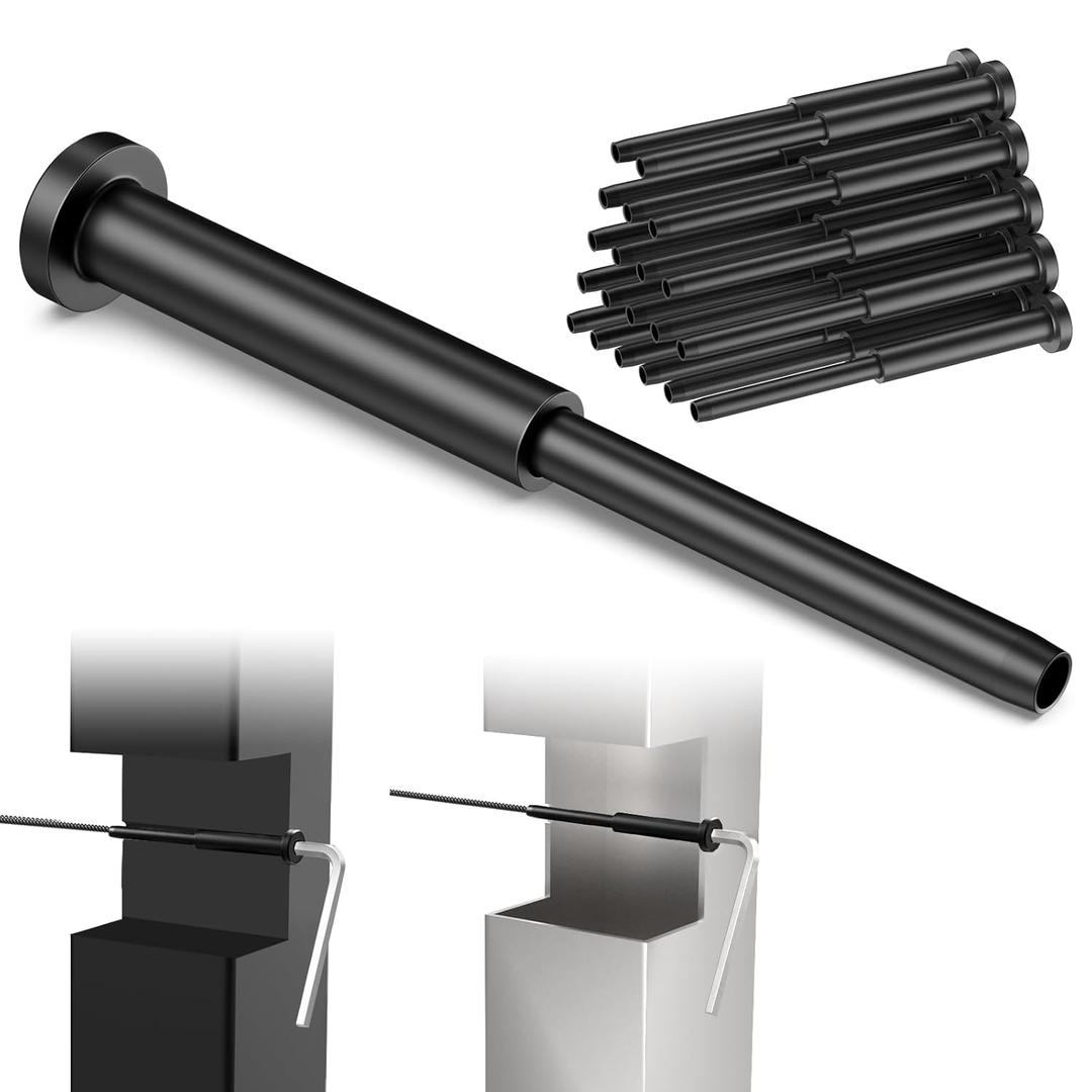 20 Pack 4"x4" Black Invisible Cable Railing Kits, 1/8" Black Stainless Steel Invisible Receiver and Swage Stud End, Deck Stair Threaded End Fitting for 2"x2", 4"x4" Wood/Metal Posts