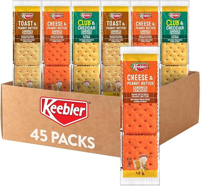 Keebler Sandwich Crackers, Lunch Snacks, Variety Pack (45 Packs) BBD: 08/21/2026