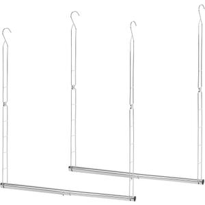 STORAGE MANIAC Hanging Closet Rod, Adjustable Width and Height Closet Hanging Organizer, Space-Saving Clothes Hanging Bar, Closet Extender Hanging Rod Double Closet Hanging Rod, 2 Pack Chrome