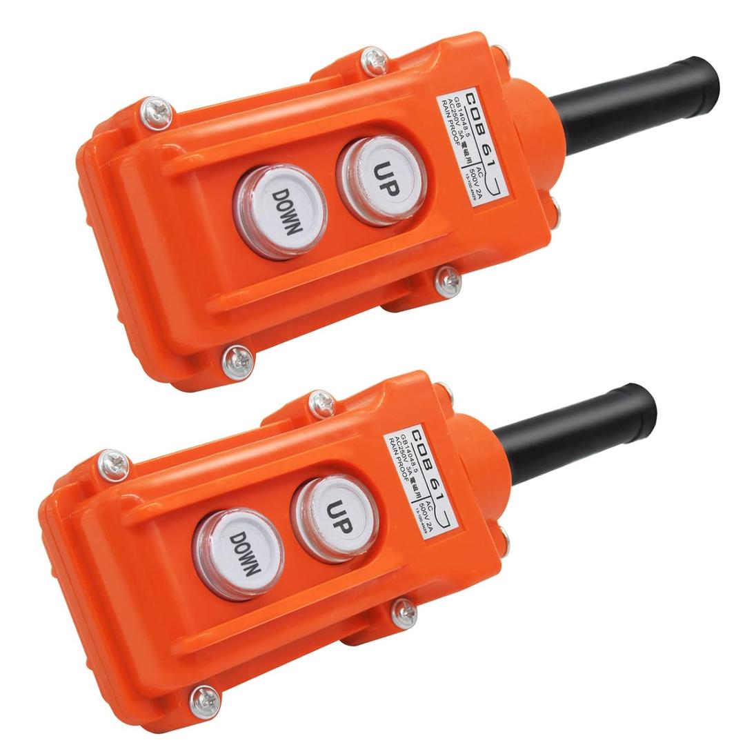 mxuteuk 2pcs Dump Trailer Remote Up Down Switch, Hoist Control Switch Hoist Controller Crane Momentary Push Button Switch COB61-UP-DOWN