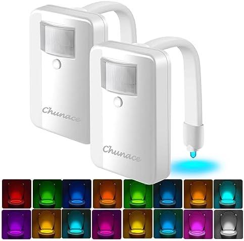 2 Pack Toilet Night Lights with Motion Activated Sensor,16-Color Changing LED Inside Toilet Bowl Nightlight, Cool Stuff for Bathroom Accessories Decor, Unique Gadgets for Men and Kids Brithday Gifts