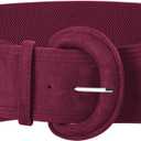 GRACE KARIN Belts for Women Suede Elastic Wide Belt Vintage Stretchy Chunky Buckle Belts (Purple, XL)