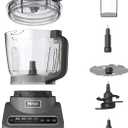 Ninja Food Processor, Professional Plus, 1000 Peak Watts, 4 Functions for Chopping, Slicing, Purees & Dough with 9-Cup Processor Bowl, 3 Blades, Food Chute & Pusher, Silver, BN601