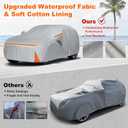 Car Cover for 2020-2026 Tesla Model Y, Waterproof Custom-fit All Weather Sun Rain UV Dust Snow Protection Windproof Outdoor Model Y Full Car Cover with Door Zipper and Cotton Lining-Grey