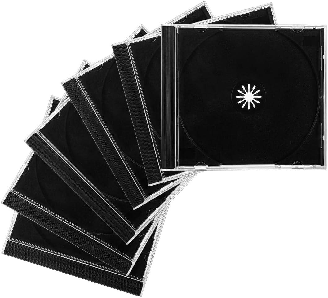 6 PCS Standard Single Clear CD Jewel Case, 10 mm Slim CD Storage Box with Assembled Black Tray, Durable Plastic CD DVD Cover for Protection Replacement, Car Accessories
