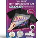 DTF Transfer Film, 13x19 inch 100 Sheets  Glossy Transfer Finish, Double-Sided Coated PET Film, Hot & Cold Peel Compatible