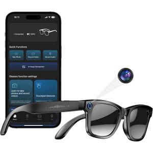 Yowow BIT AI Smart Camera Glasses 8MP Camera for Women Men, 4K Photos & 1080P Video Recording,Anti-Shake, 12H Music/Bluetooth Calls, Real-time Translation/GPT Object Recognition (Sunglasses)
