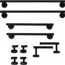 10Pcs Bathroom Hardware Set Stainless Steel Round Wall Mounted Towel Holder Set Bathroom Towel Bar Set (Black)