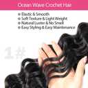 Ocean Wave Crochet Hair 12 Inch 8 Packs Soft Deep Twist Crochet Braids Synthetic Wavy Braiding Hair Extensions (1# Jet Black)