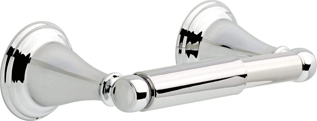 Delta Windemere (1-Pack) Toilet Paper Holder Polished Chrome Tissue Roll Holder for Bathroom Organization and Storage Spring Loaded Toilet Tissue Holder Wall Bathroom Accessories 70050