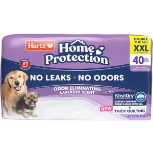 Hartz Home Protection Super Absorbent Odor Eliminating Lavender Scented No Leak Dog Pads, XXL 40 count