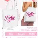 6 Pcs Breast Cancer Awareness Canvas Tote Bag Fight Gift Set Breast Cancers Gifts for Women Chemo Patients