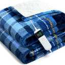 Electric Blanket Heated Full, Soft Flannel 72"x84" Plaid Heating Blanket with 8 Hours Auto Off 10 Fast Heating Levels Machine Washable Sherpa Heated Blanket with Overheating Protection