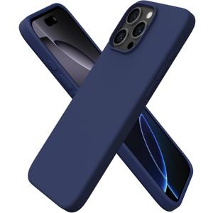 ORNARTO Compatible with iPhone 16 Pro Max Case 6.9", Slim Liquid Silicone 3 Layers Soft Gel Rubber Shockproof Protective Cover with Anti-Scratch Microfiber Lining-Navy Blue