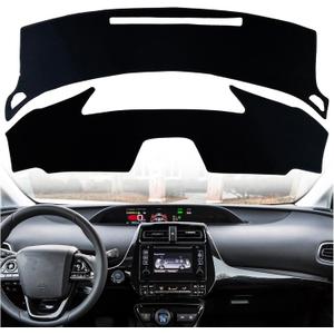 Dash Mat Cover Custom Interior Center Console Compatible with Toyota Prius Hatchback 2016 2017 2018 2019 2020 2021 2022 Dashboard mat Covers Accessories (Black Trim)