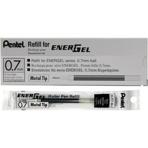 Pentel Refill Ink for EnerGel Liquid Gel Pen, (0.7mm), Metal Tip, Black Ink, Box of 12 (LR7-A)