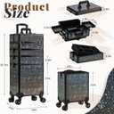 AROUS Rolling Makeup Train Case 5 in 1 Cosmetology Case on Wheels Large Cosmetic Organizer Travel Cart for Hairstylist Artist Nail Beauty Salon Barber,Black