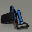 Histotree Blue Pet Grooming Kit 3Pcs Self-Cleaning Slicker Brush for Dogs&Cats Double-Sided Dematting&Deshedding Comb Dog Bath Massage Brush Professional Grooming Tools for Short&Long Hair Pets
