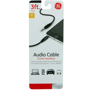 GE 3 ft. L Audio Cable 3.5 mm