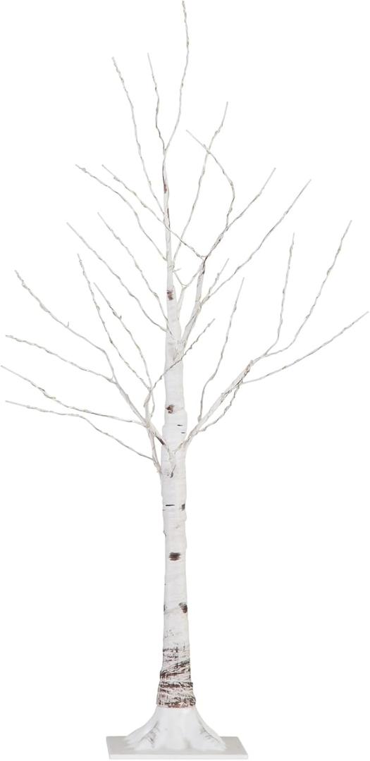 Nearly Natural 3-FT Pre-lit Artificial White Birch Tree with LED Lights, 120 Warm White LEDs for Indoor Home Dcor, Fake Lighted Birch Tree for Winter, Valentine's Day, Easter Decorations