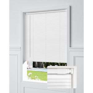 UNISHADES No Drill Blinds for Windows 1" Vinyl L-Shaped Slats Cordless Mini Blinds for Home, for Window Size 35" W × 36" H White