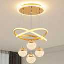 Modern Gold LED Chandeliers, LED Pendant Light Dining Room Light Fixtures Over Table Adjustable Modern Chandeliers for Dining Room Kitchen Island Living Room Bedroom
