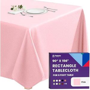 Gee Di Moda Rectangle Tablecloth - 90 x 156 Inch Pink Table Cloth for 8 Foot Tables with Floor-Length Drop - Heavy Duty Washable Fabric for Holiday Party, Dinner, Weddings & Baby Shower