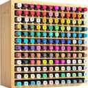 MinBoo Marker Organizer for 144 Markers, Bamboo Art Supply Storage Organizer Rack, Art Markers Pens Colored Pencils Paint Brushes Stationary Organizer Holder for Home Classroom Office Desk Decor