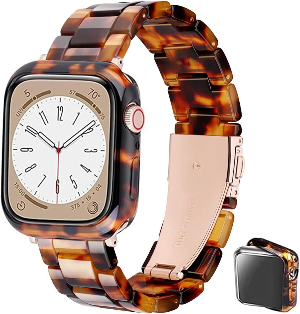 Band with Case Compatible with Apple Watch 49mm 46mm 45mm 44mm 42mm 41mm 40mm 38mm,Women Men Fashion Resin Strap Bumper for iWatch Ultra 3/2/1 Series 11 10 9 8 7 SE 6 5 4 3 2 1