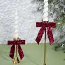LaRibbons 24 Pcs Burgundy Crinkled Velvet Bows for Christmas Tree, Door, Garland, Wreath, 1" Wide, 3.9"x3.9", Vintage Style