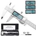 Digital Caliper Measuring Tool, 6 Inch Vernier Caliper Digital Micrometer with Extra Large LCD Screen, Switch from Inch Metric Fraction, Stainless Steel Caliper Measuring Tool for DIY/3D Printing