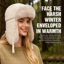 Winter Hat for Men Women Trapper Hat with Ear Flaps, Windproof Russian Trooper Hat for Cold Weather Hunting Skiing Khaki