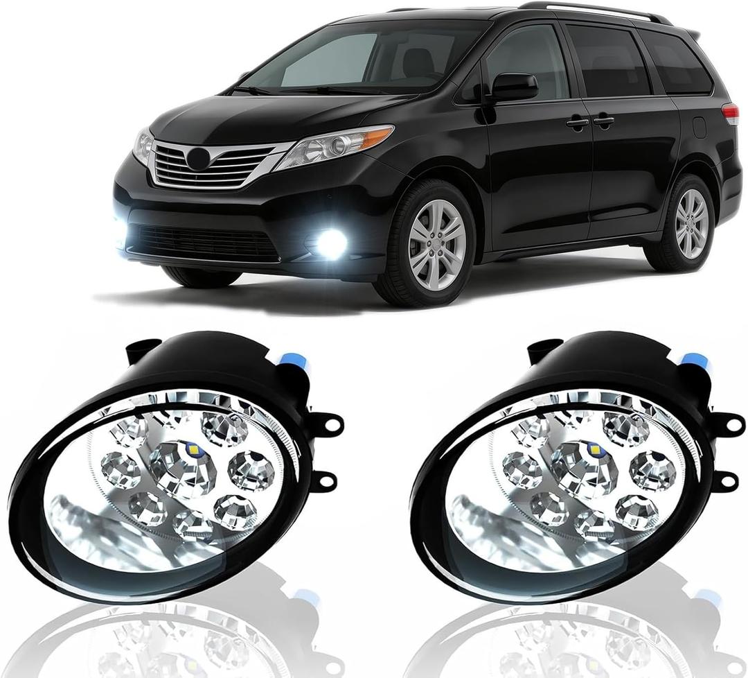 LED Fog Light For Toyota Sienna 2011-2014 Pair Bumper Fog Light Driving Lamp Replacement Fog Light Assemblies,6000k White,Pack of 2